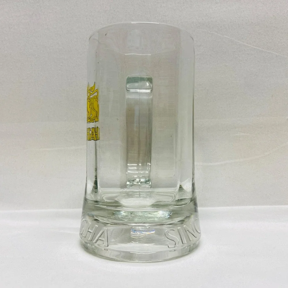 Singha Beer Mug Original Thailand Glass Collectible 12oz Drink ware GUC